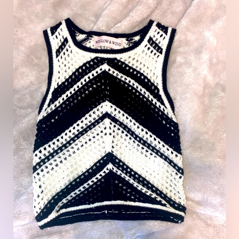 Black and white knitted sweater